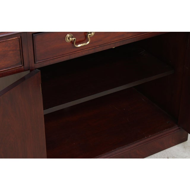 Wood Henkel Harris Mahogany Banded Kneehole Credenza For Sale - Image 7 of 18