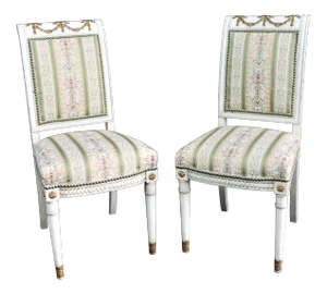 Pair Louis XVI Style Paint Decorated Side Chairs