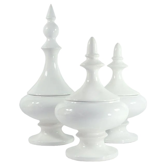 Large French Ceramic Covered Jars, Set of 3 For Sale