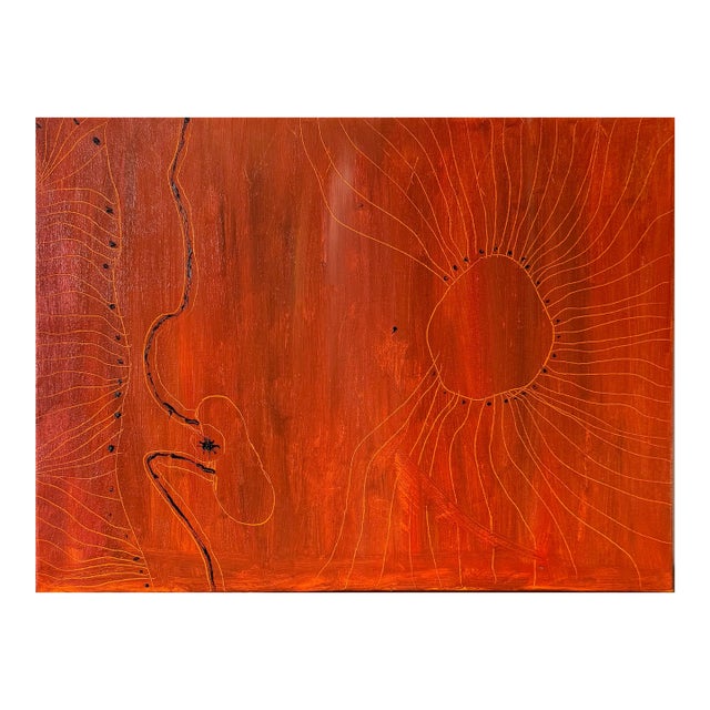 Red Abstract Oil Painting Terracotta Wall Art, Modern Abstract Canvas, Warm Neutral Home Decor, Contemporary Interior Art For Sale