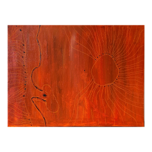 Red Abstract Oil Painting Terracotta Wall Art, Modern Abstract Canvas, Warm Neutral Home Decor, Contemporary Interior Art