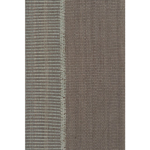 Rug & Kilim Rug & Kilim’s Contemporary Kilim in Gray and Blue Stripes With Brown Accents For Sale - Image 4 of 7