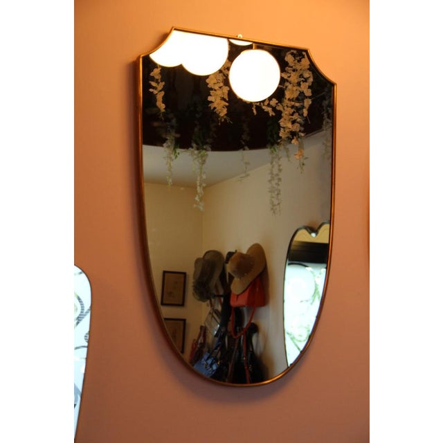 Brass Wall Mirror in the style of Gio Ponti, 1950s For Sale - Image 11 of 18