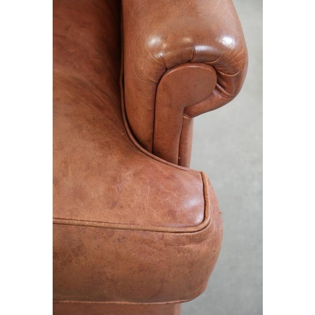 Wing Club Chair in Cowhide Leather For Sale - Image 9 of 14