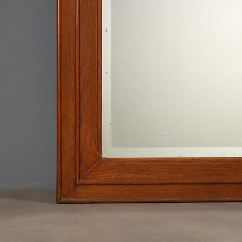 Brown Large Vintage Mirror with Oak Frame For Sale - Image 8 of 12