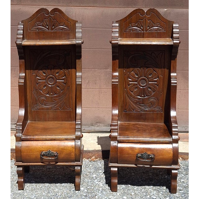 Pair 19th Century Eastlake Style Carved Mahogany Diminutive Side Tables For Sale - Image 11 of 14