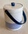 Plastic Vintage Nautical Navy Blue and White Striped Ice Bucket For Sale - Image 7 of 9