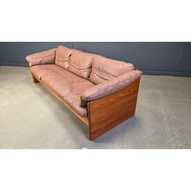 Danish Leather and Teak 3-Seater Sofa from Mikael Laursen, 1970s For Sale - Image 6 of 15