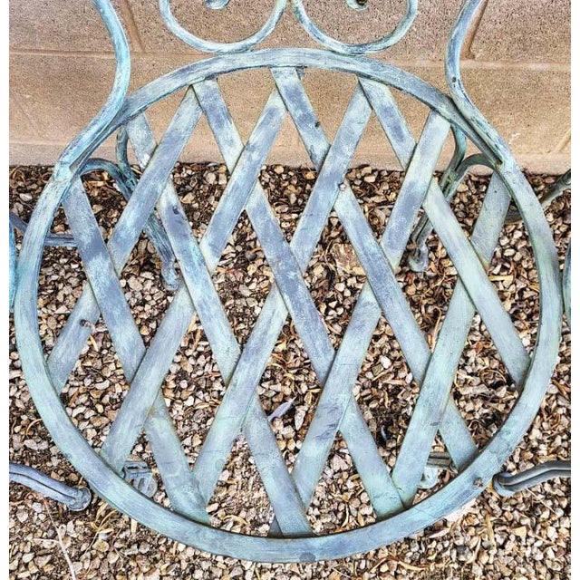 Metal Vintage French Bistro Wrought Iron Garden Chairs - Set of 5 For Sale - Image 7 of 8