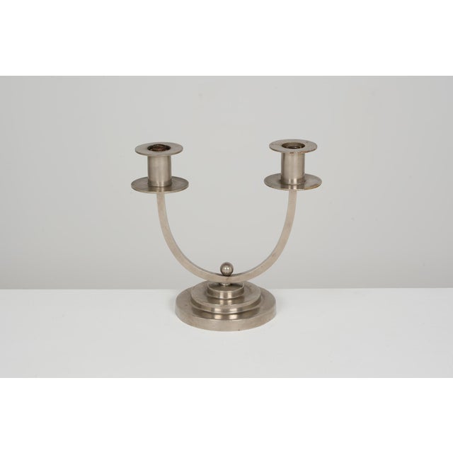 Modern Art Deco French Table Lamp in Nickel Plating, 1930 For Sale - Image 3 of 7