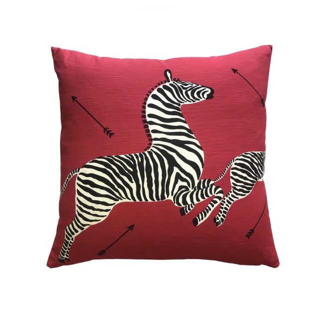 Contemporary The House of Scalamandré Zebras Outdoor Pillow, Masai Red For Sale - Image 3 of 3