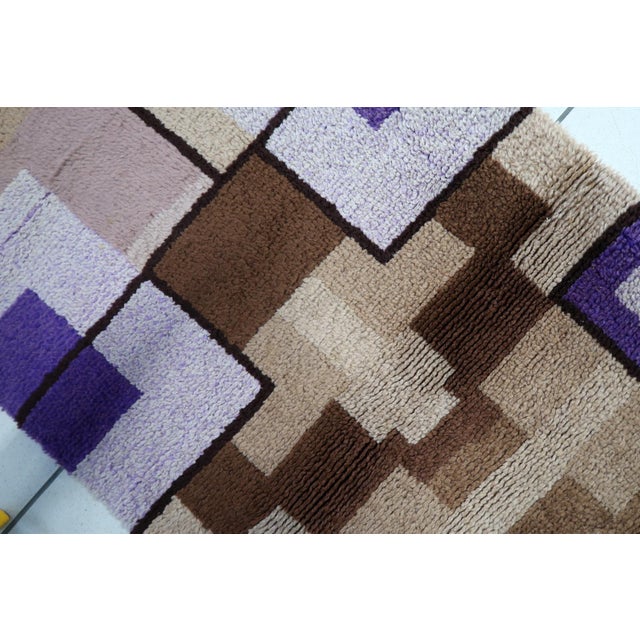 Brown 1970s, Vintage French Savonnerie Runner Modernist Design 2.9' X 8.5' For Sale - Image 8 of 13