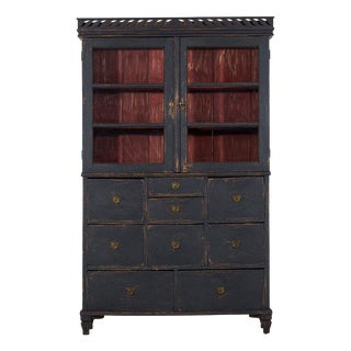 Black Bureau with Multiple Drawers, 1800s For Sale