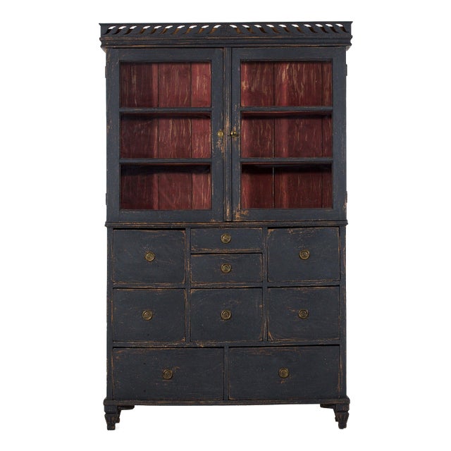 Black Bureau with Multiple Drawers, 1800s For Sale