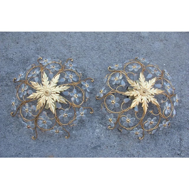1950s Mid-Century Modern French Crystal Ceiling Lights from Maison Baguès, Set of 2 For Sale - Image 5 of 10