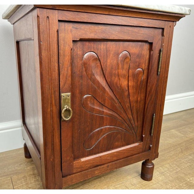 Antique French Walnut Bedside Table with Marble Top For Sale - Image 5 of 12