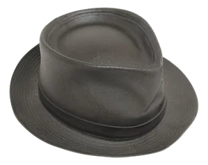 1990s AGNES B. Fedora Black Leather Hat