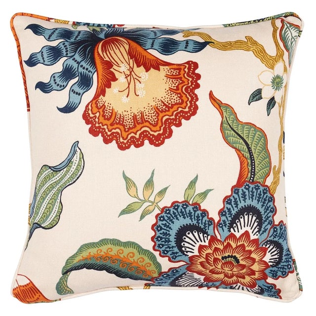 This pillow features Hothouse Flowers by Celerie Kemble for Schumacher with a self welt finish. A classic tree of life...