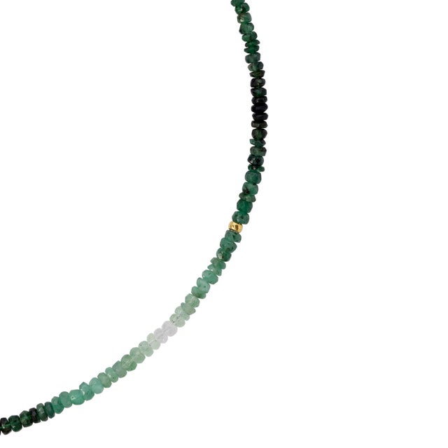 Birthstone May Emerald Ombre Gold Bead Necklace For Sale - Image 4 of 7