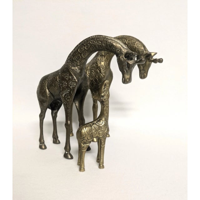 Vintage Brass Giraffe Figurines - Set of 3 For Sale In Raleigh - Image 6 of 11