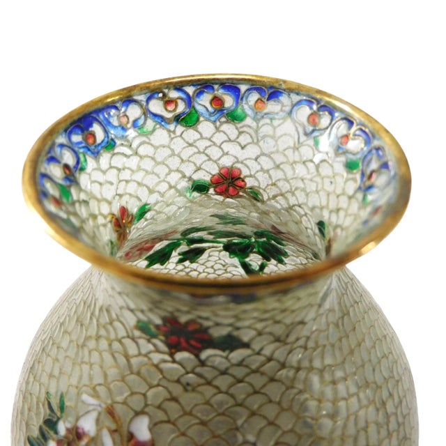 Metal 1920s Pair of Small Plique-A-Jour Vases For Sale - Image 7 of 10