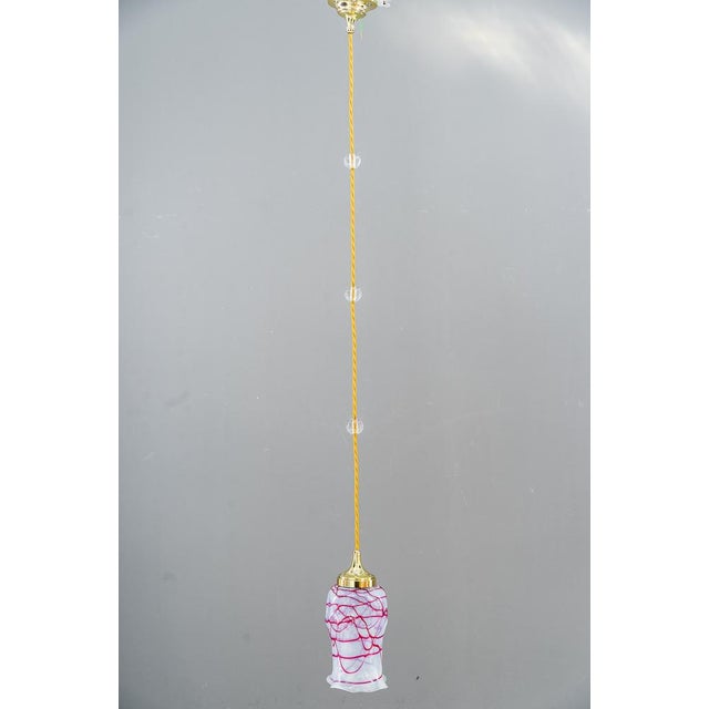 Art deco pendant with original palme koenig opaline glass shade vienna around 1920s Brass polished and stove enameled...