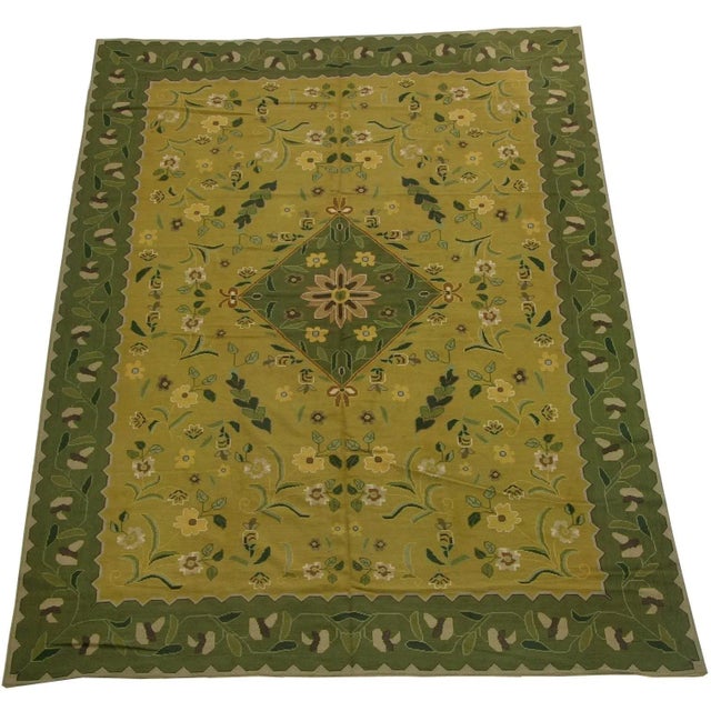 1920 Floral Yellow Needlepoint Rug For Sale - Image 9 of 9