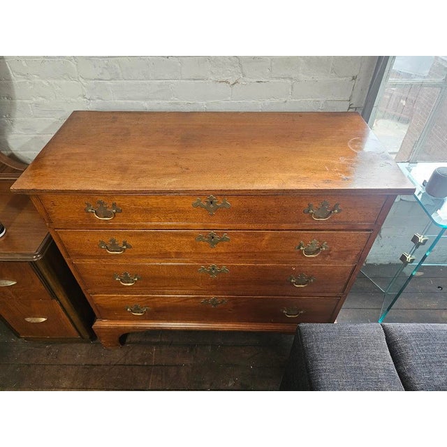 Antique Chippendale Solid Mahogany 4-Drawer Chest of Drawers For Sale - Image 4 of 7