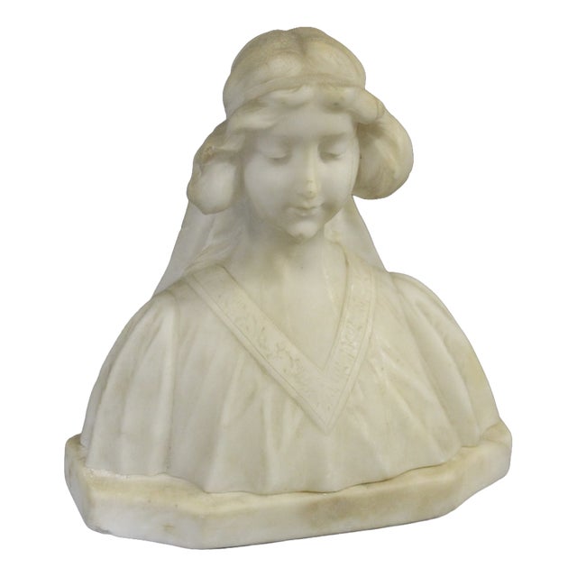 Art Nouveau Bust of a Young Woman in Alabaster, 1900 For Sale