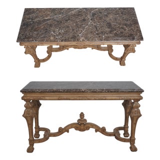 Vintage Italian Louis XVI Style Carved Marble Top Table For Sale