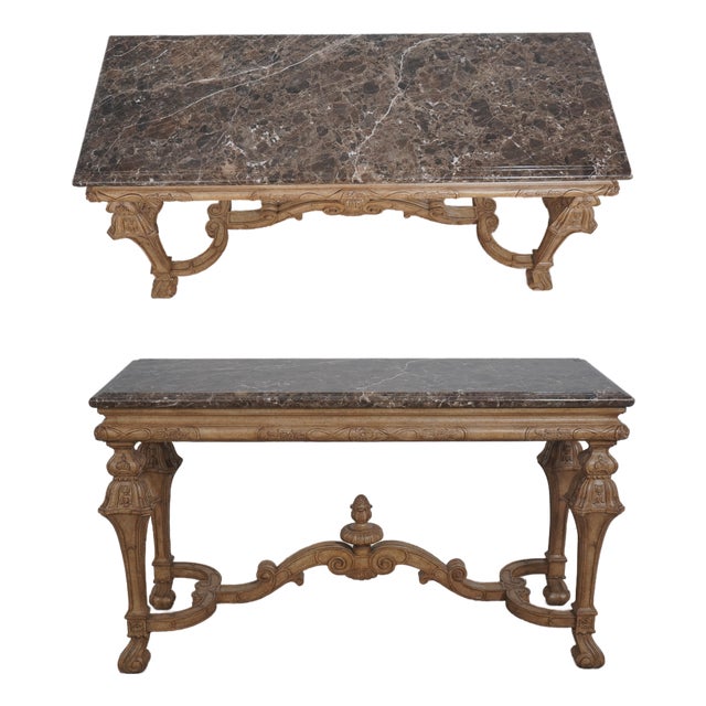 Vintage Italian Louis XVI Style Carved Marble Top Table For Sale