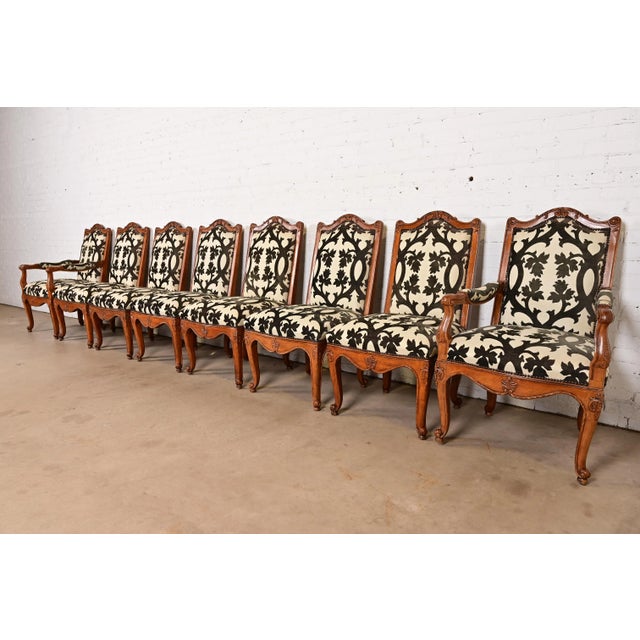 Baker Furniture French Provincial Louis XV Carved Walnut Dining Chairs, Set of Eight For Sale - Image 16 of 16