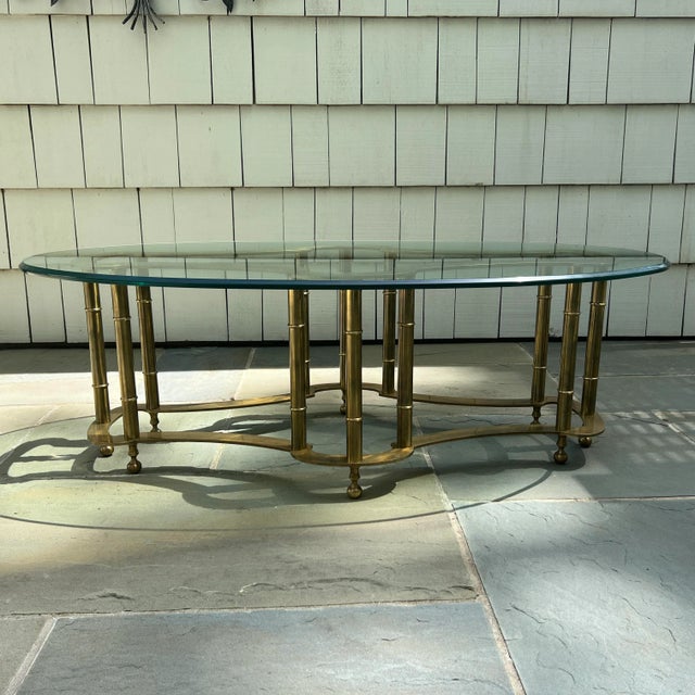 1970s Vintage Brass and Glass Racetrack Coffee Table by Bernhard Rohne for Mastercraft, Made in Italy For Sale - Image 13 of 13