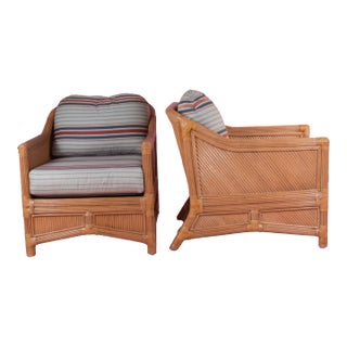 1980s Split Rattan Tub Chairs - A Pair For Sale
