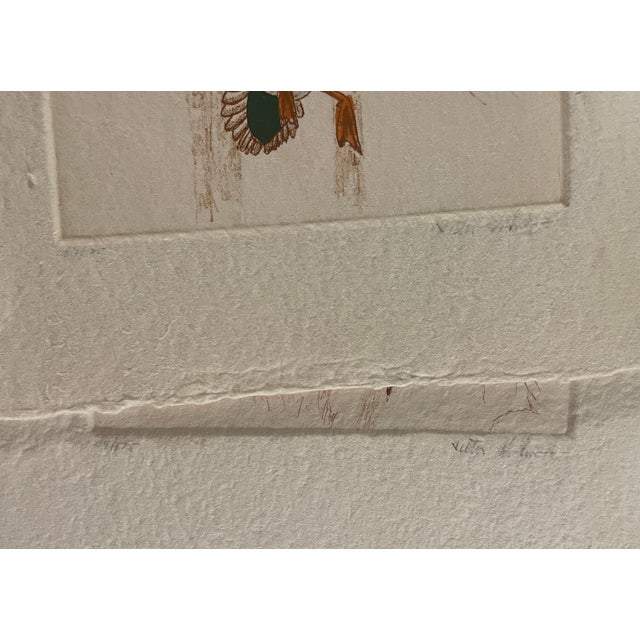 Pair of duck etching of mallard and pintail drakes and hens etchings on paper by West Coast Victor Hohne. Printed on heavy...