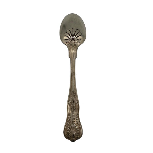 Baroque Mid 19th Century Queen Victoria Art Deco Sheffield England Serving Spoon For Sale - Image 3 of 5