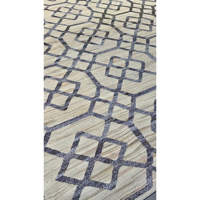 Modern Turkish Geometric Kilim Woven With Old Wool - 9'11" X 8'2" For Sale - Image 4 of 5
