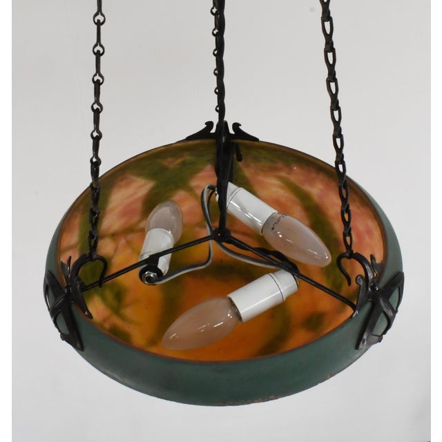 French Art Deco Pendant Light by Daum & Majorelle - 1925 Cameo Chandelier France For Sale - Image 15 of 15