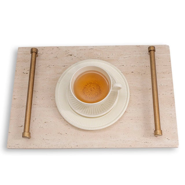 2020s Tivoli Marble Natural/Brass Tray For Sale - Image 5 of 10
