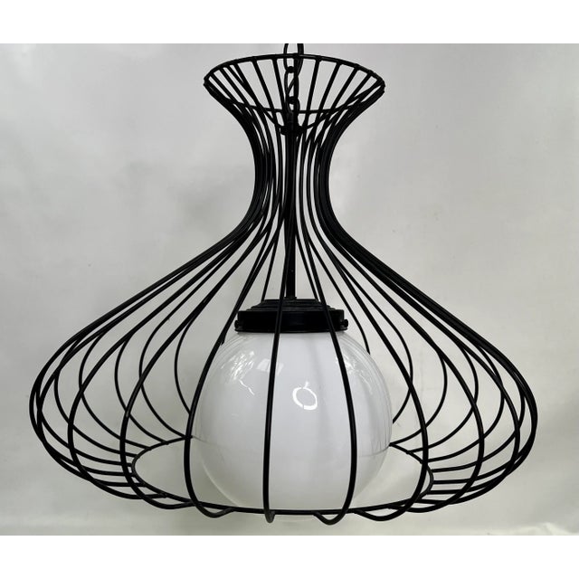 1960s Metal Wire Cage Light Fixture The cord length is about 182in