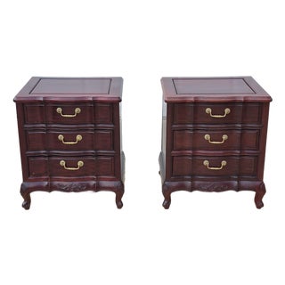 Vintage Petite Mahogany French Provincial Night Stands End Tables, a Pair For Sale