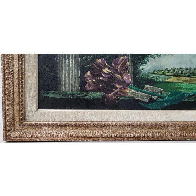 Surrealism Landscape of Classical Sculptures Overlooking a Lush Country by Robert Franke C.1950s For Sale - Image 3 of 12