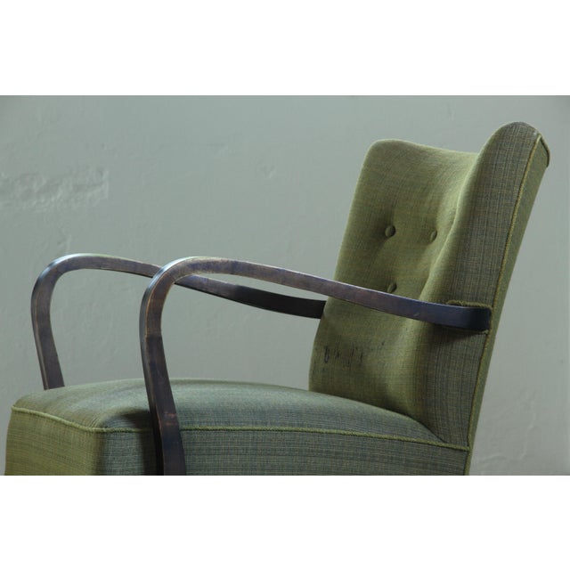 Vintage Danish Beechwood Lounge Chair with Curved Armrests, Denmark, 1930s For Sale - Image 14 of 18