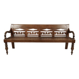 Dutch Colonial Teak Bench Late 19th to Early 20th Century For Sale