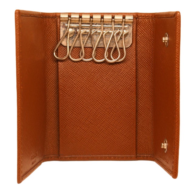 Prada Prada Tobacco Saffiano Leather Portamon Key Case Card Holder, 2016. For Sale - Image 4 of 8