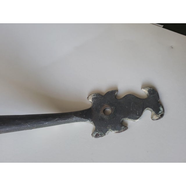 Early 20th Century Antique Rustic Cast Iron Door Handle With Ornate Design For Sale - Image 5 of 11