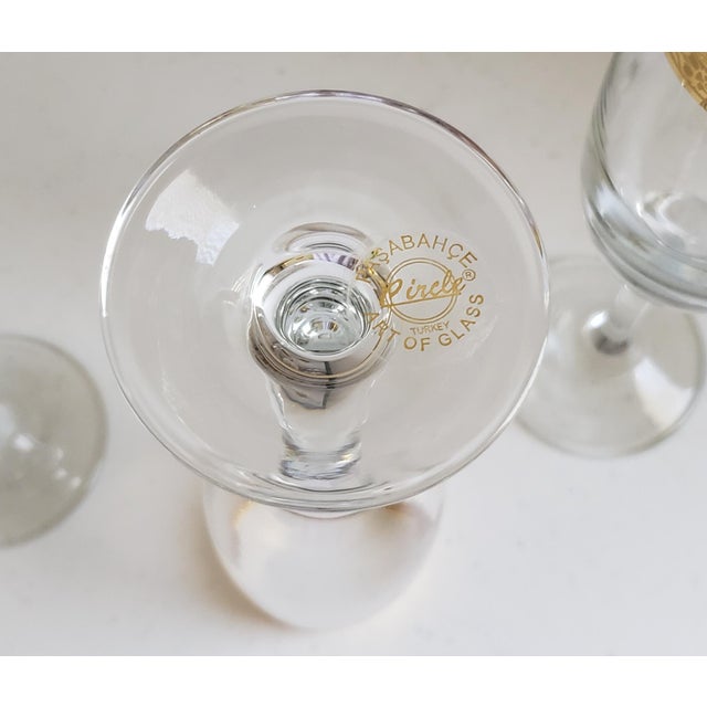 Mid-Century Modern Vintage Mid-Century Circleware Classique Gold Rimmed Champagne Flutes Set of 6 in Original Box For Sale - Image 3 of 10