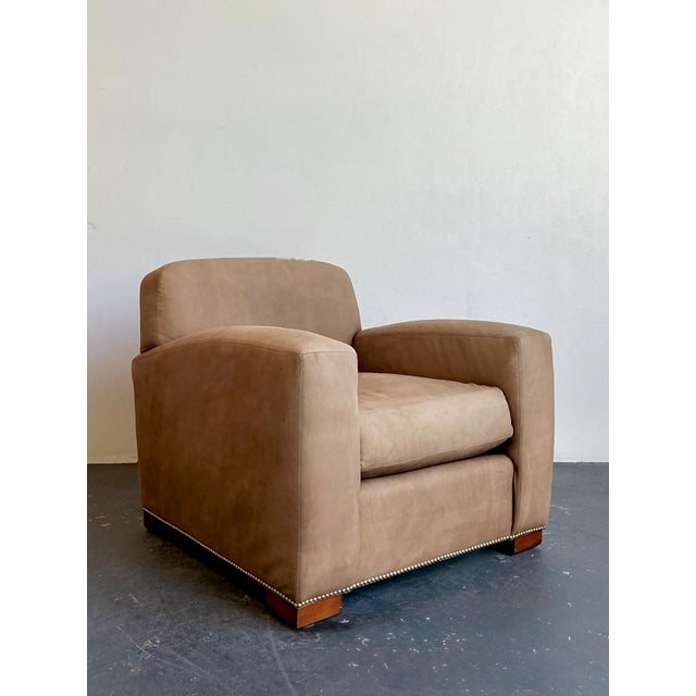 Wood Vintage Ralph Lauren “Grant” Suede Club Chair For Sale - Image 7 of 17