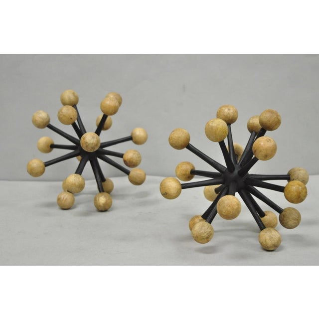 Contemporary Modern Wood & Metal "Jax" Abstract Table Decor - A Pair For Sale - Image 9 of 11