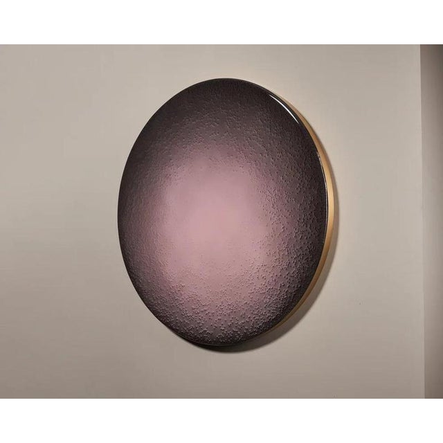Softest Of Pink Small Wall Sculpture by Corine Vanvoorbergen Dimensions: Ø 20 cm Materials: Brass, wood, crystal glass &...